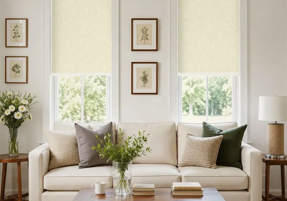 Pebble Patterned Motorized Roller Shades