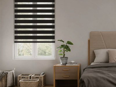 SoftWave Blackout Motorized Zebra Shades detail view 2